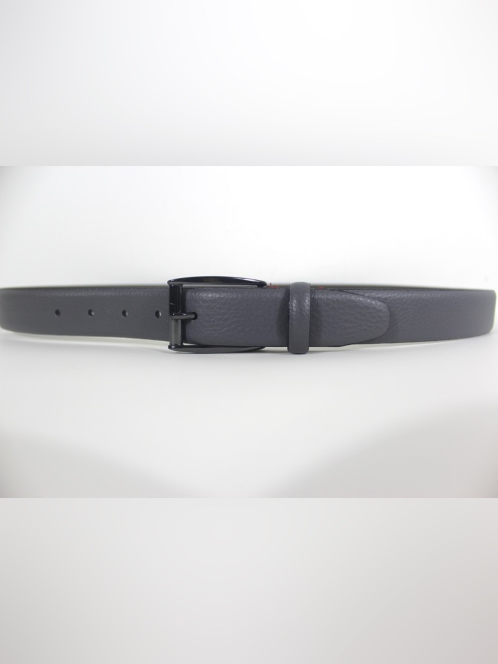 Ted Baker Gray Leather Belt with Black Buckle